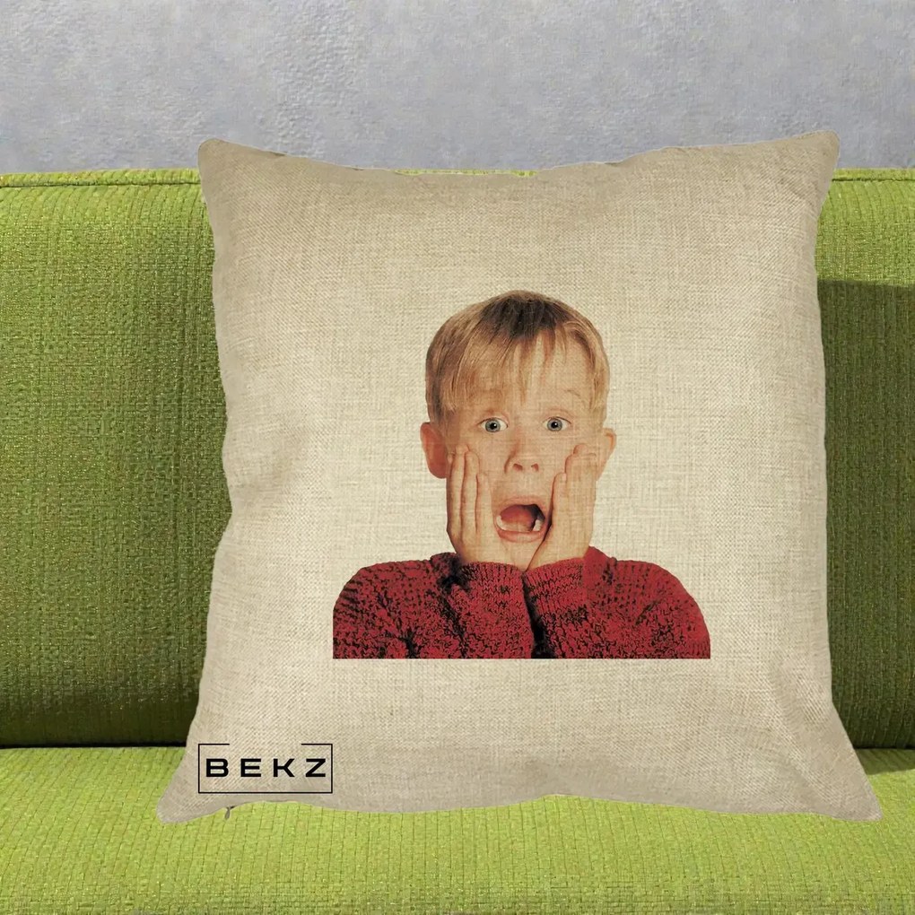 Perna Decorativa Kevin Singur Acasa, 40x40 cm, Crem, Husa Detasabila, Perna Inclusa, BEKZ®