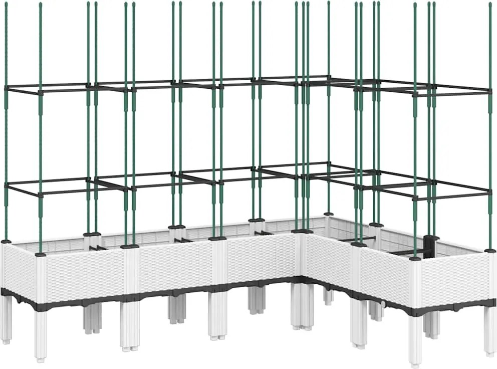vidaXL Jardinieră de grădină cu spalier, alb, 160x120x142,5 cm PP
