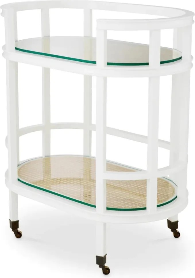 Gheridon LUX, Lemn, Rattan, Bahamas alb