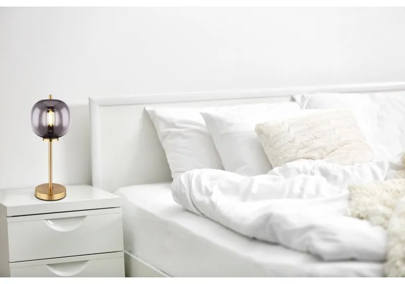 Veioza, lampa de masa design modern Blacky I negru mat, alama