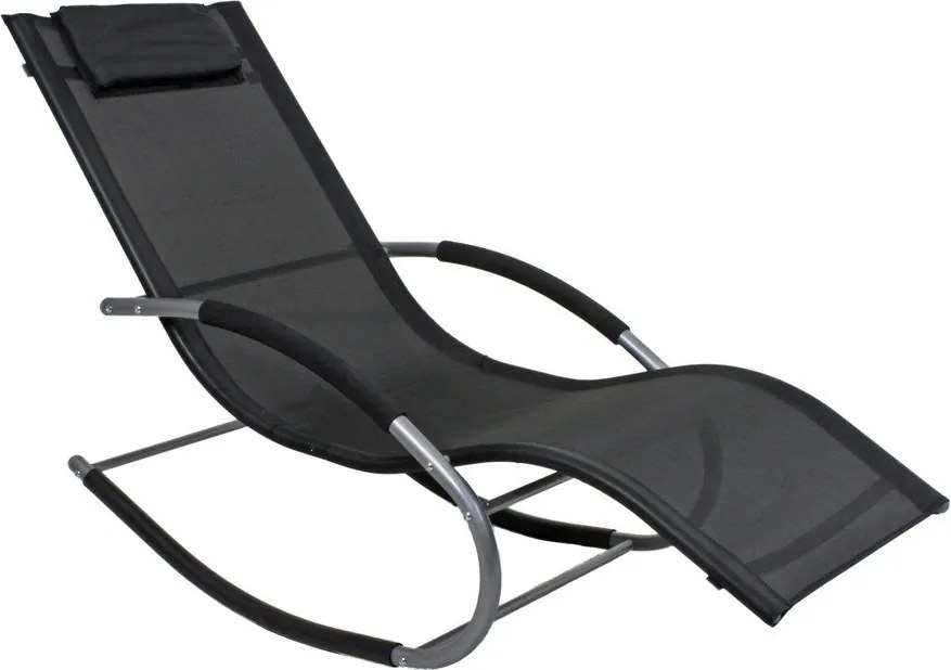 Șezlong de grădină negru din metal Naxos – Garden Pleasure