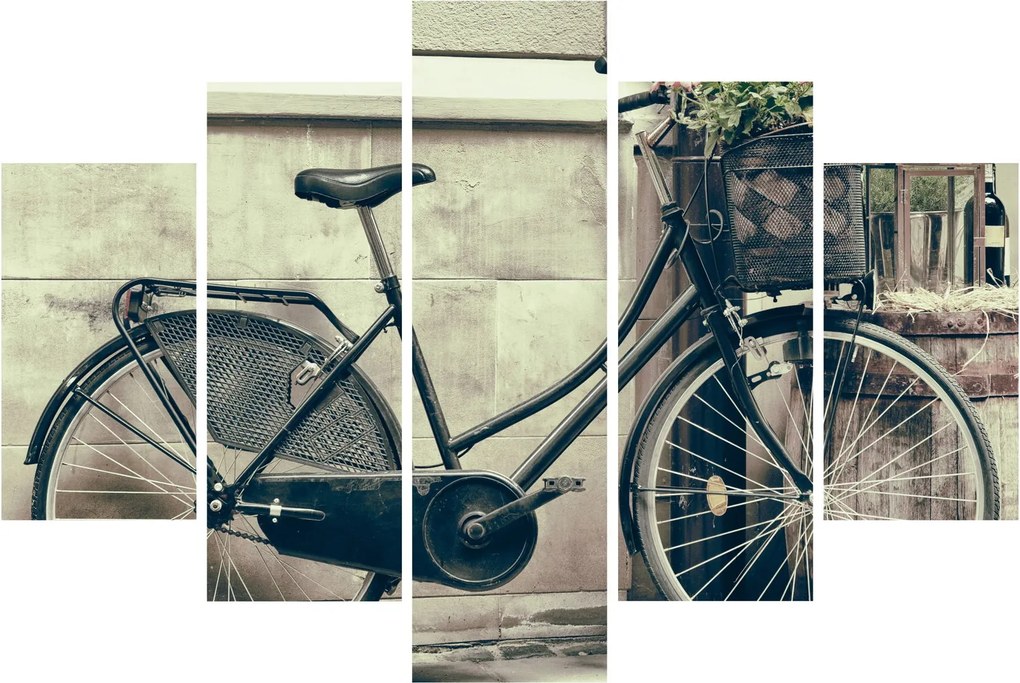Tablou - Bicicleta de epocă cu flori (150x105 cm)
