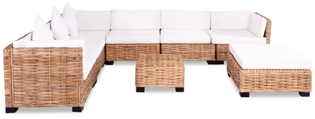 Set mobilier cu canapea 27 piese, culoare naturală, ratan