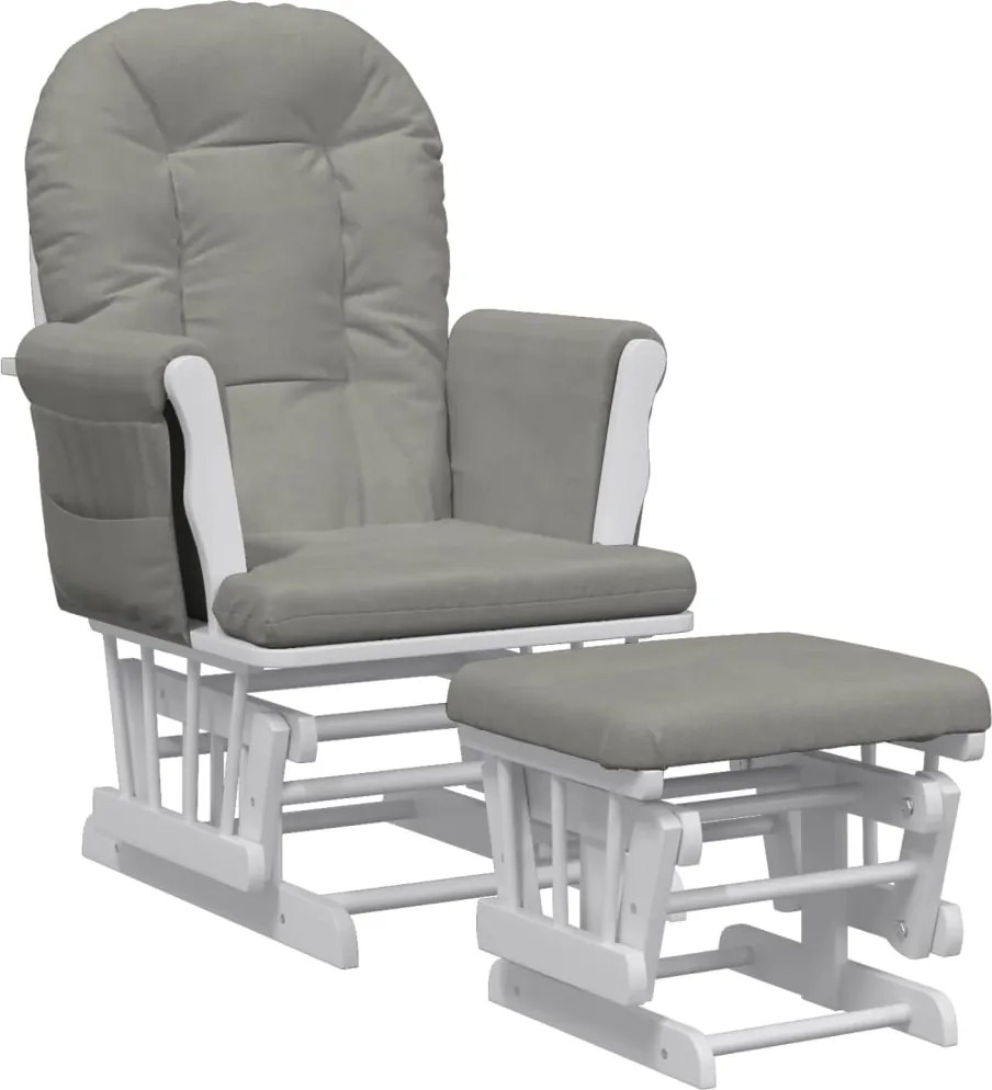 vidaXL Scaun glisant cu taburet, gri deschis, material textil