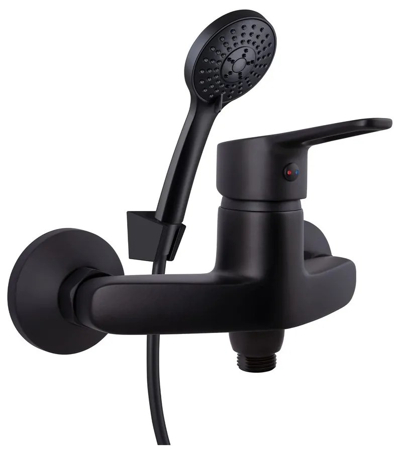 Baterie dus Rubineta Uno monocomanda negru mat cu set de dus para 3 functii