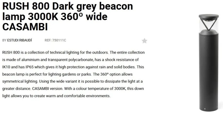 Stalp LED iluminat exterior simetric 360º wide IP65 RUSH 80cm 3000K CASAMBI