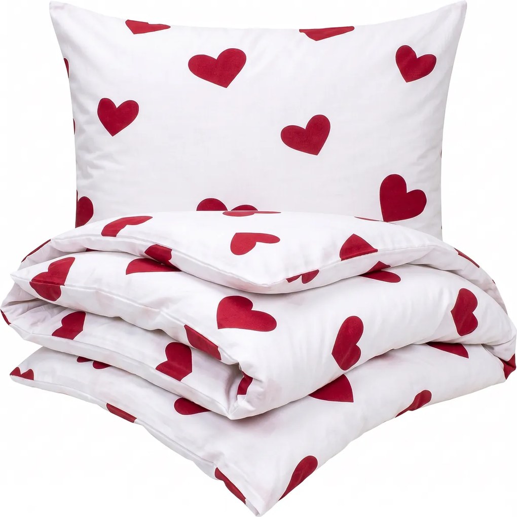 Lenjerie de pat din bumbac 4Home Red Hearts, 140 x 200 cm, 70 x 90 cm
