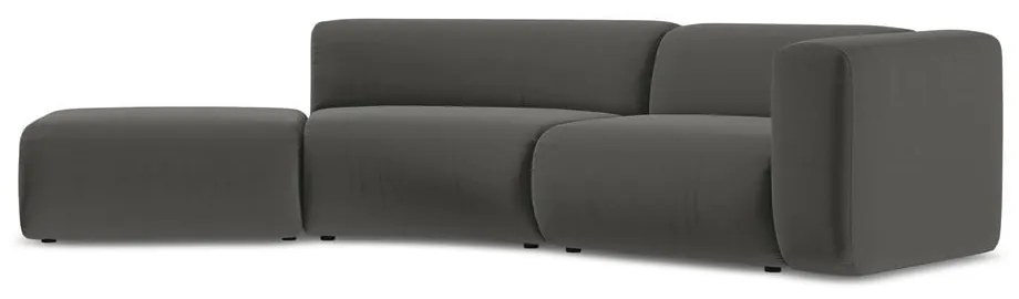 Șezlong gri cu tapițerie din catifea (cu colț pe partea stângă) Ekahi – Makamii