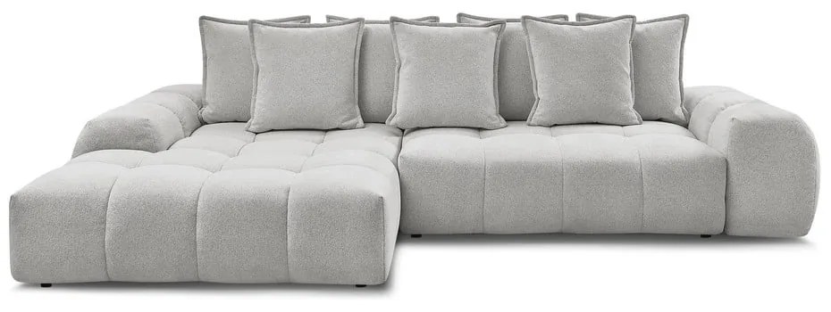 Colțar gri deschis extensibil/cu spațiu de depozitare cu tapițerie din chenille (cu colț pe partea stângă/cu șezlong) Everest – Bobochic Paris