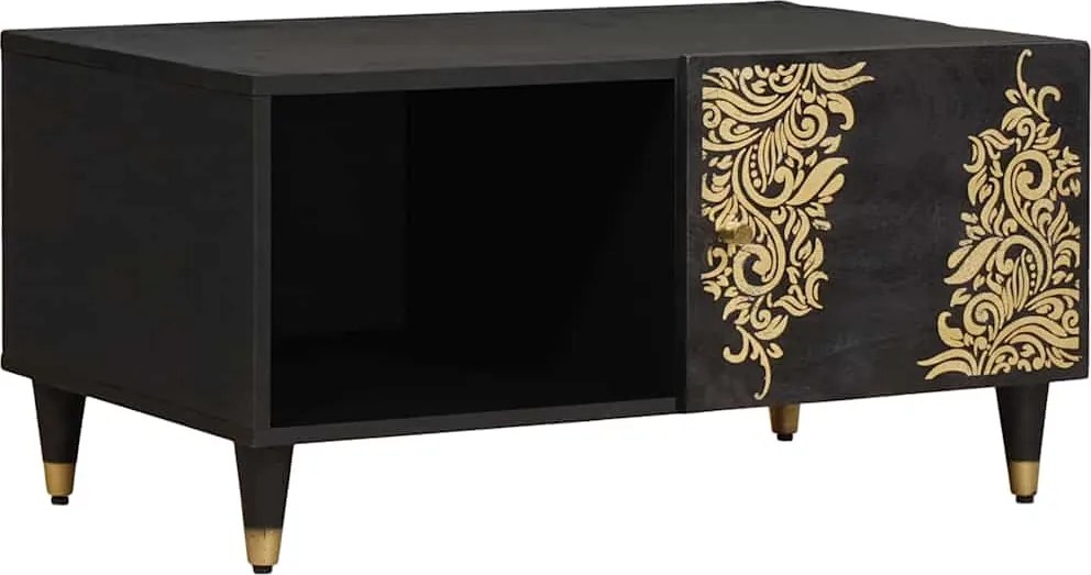 vidaXL Masă de cafea Negru 80 x 50 x 40 cm Lemn de mango solid