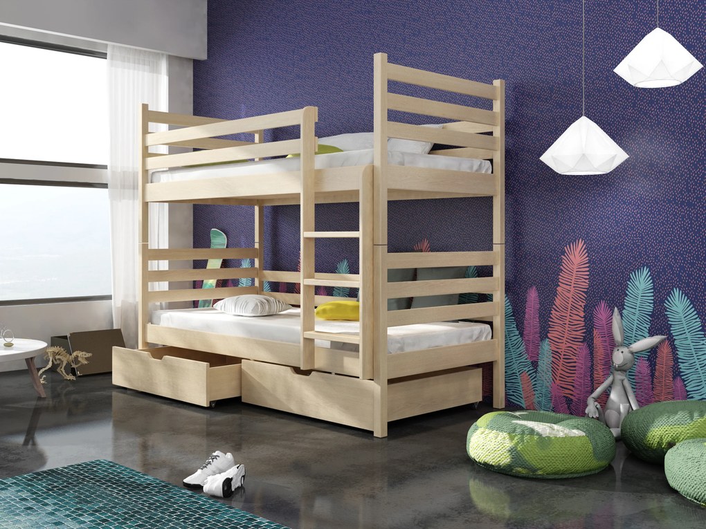 Pat pentru copii 90 x 190 cm Nubia (cu somieră și sp. depozitare) (Pin). 1013441