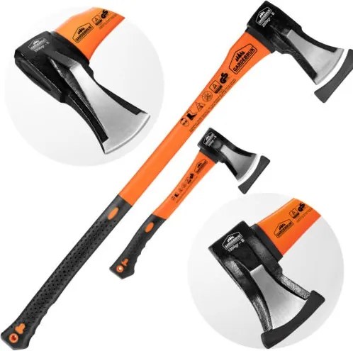 Set de topoare TOMS, topor și despicător, 2 bucăți, negru/portocaliu Gardebruk