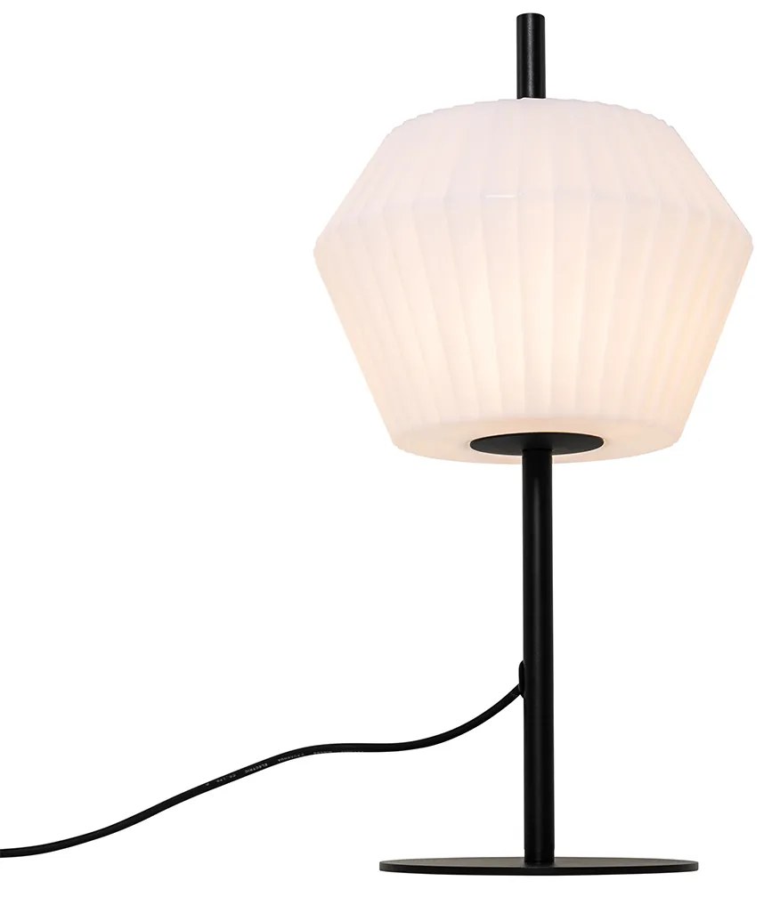 Lampă de masă modernă pentru exterior neagră cu abajur alb IP44 - Robbert