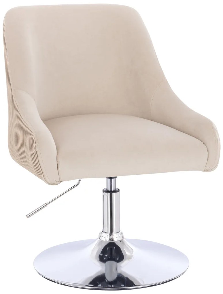HR920N Scaun Crem din Catifea cu Bază Cromata