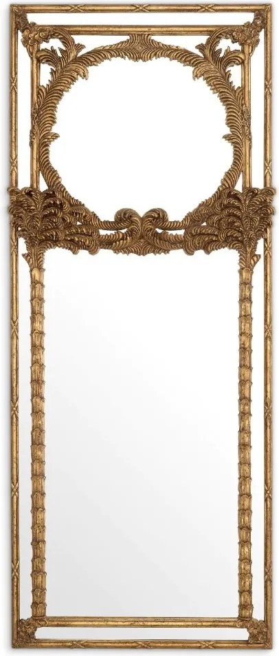 Oglinda design LUX din lemn de mahon sculptat manual Le Royal, auriu antic