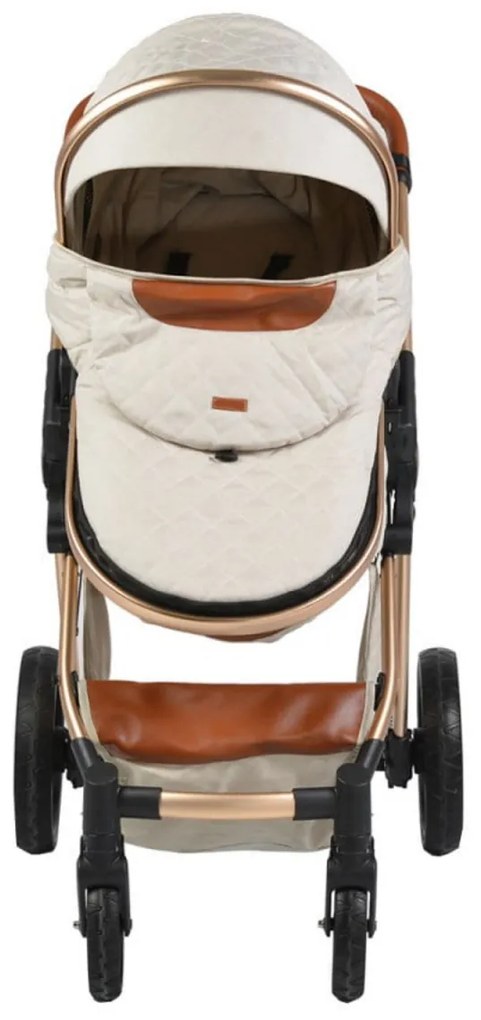 Carucior nou nascuti 2 in 1 NOVOKIDS™ Alma Gold PRO , Cu geanta bebe, Cadru Aluminiu , Amortizoare, Roti din cauciuc plin AVE, Landou, Modul sport,