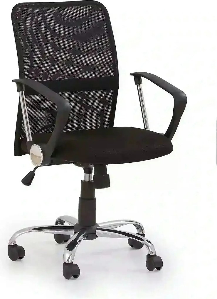 Scaun de birou TONY, negru, stofa/plasa, 58x56x92/102 cm