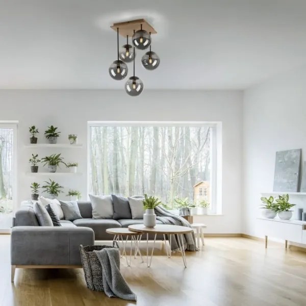 Lustră pe tijă JUST LIGHT. 11395-79 WIDOW 5xE14/25W/230V stejar