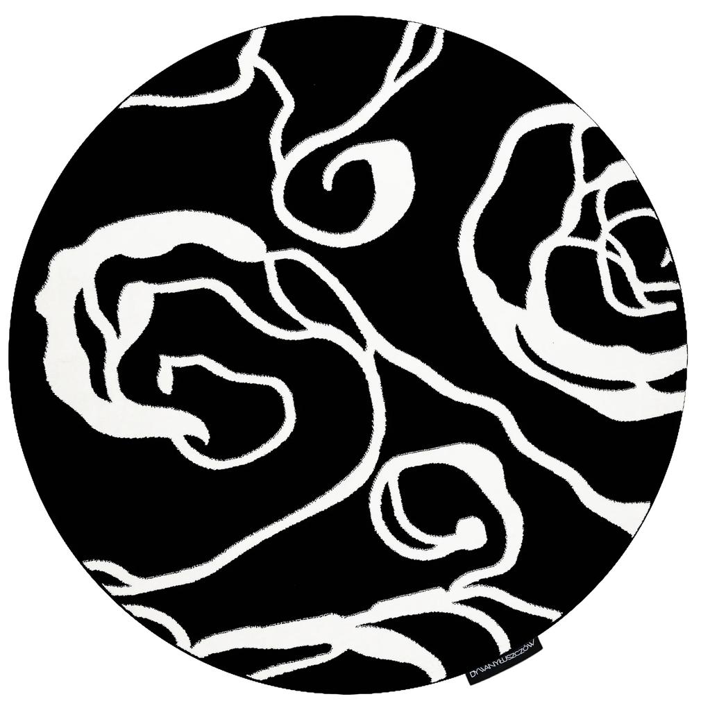 Covor HAMPTON Rosa cerc trandafir, flori negru
