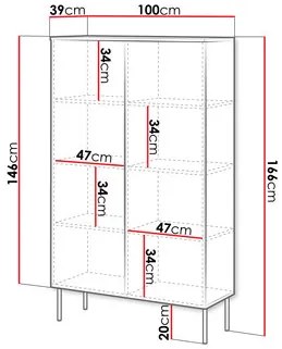 Dulap cu rafturi Godzes Bis (Alb + Negru) . 1104633