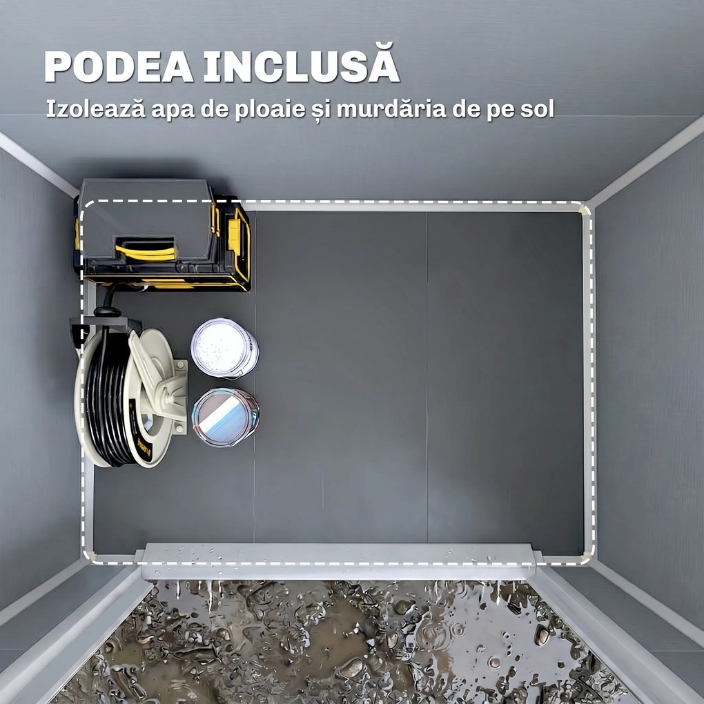 Outsunny Magazie Metalica pentru Gradina Gri Spatiu Depozitare Exterior | Aosom Romania