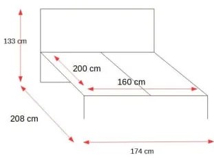 Pat tapitat Cu Somiera Rabatabila Marin, Dimensiune Saltea 160 x 200 Cm
