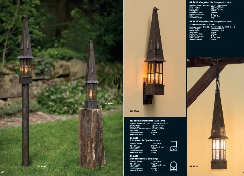 Pendul iluminat exterior din fier forjat design rustic HL 2585