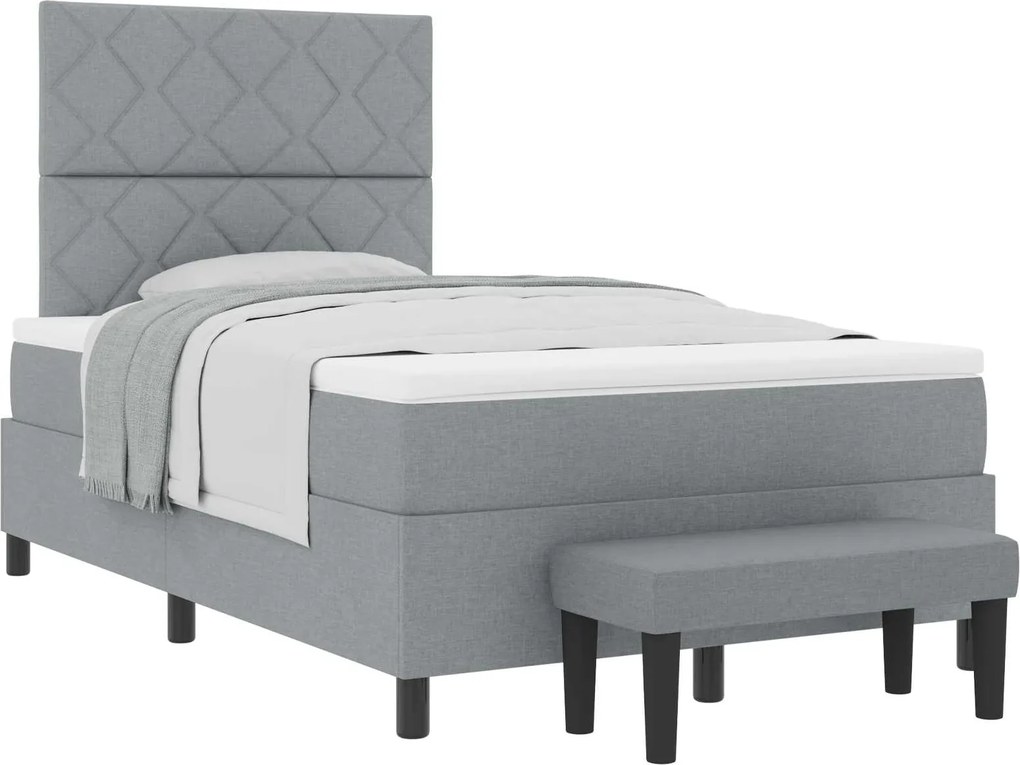 vidaXL Pat cu arcuri cu saltea Gri deschis 120 x 200 cm țesătură