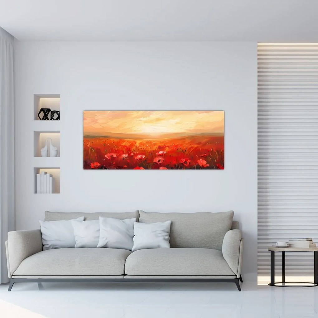 Tablou - Câmp de maci (120x50 cm)