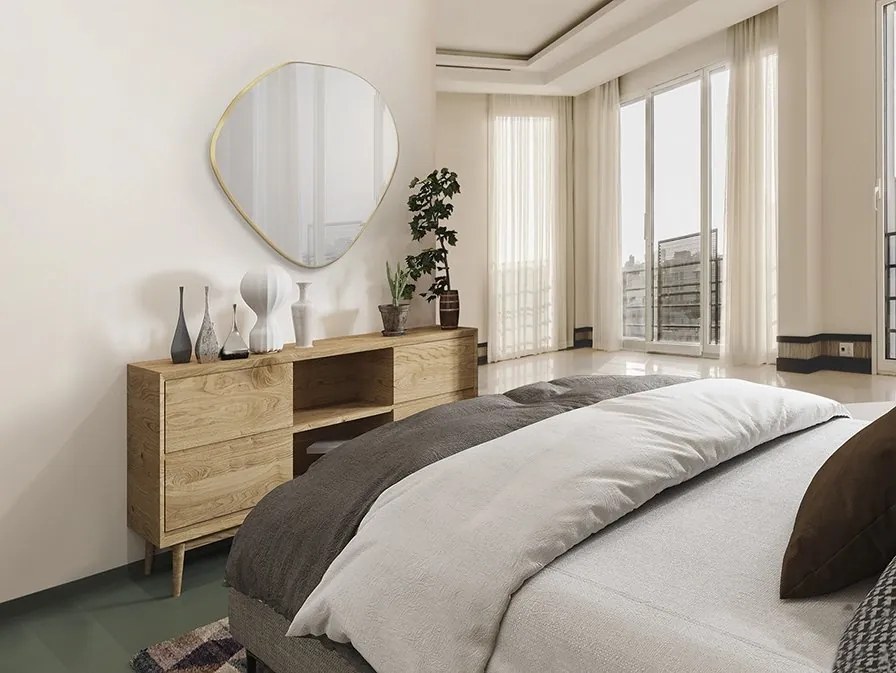 Oglinda decorativa ovala 80x80cm Mimo, aurie