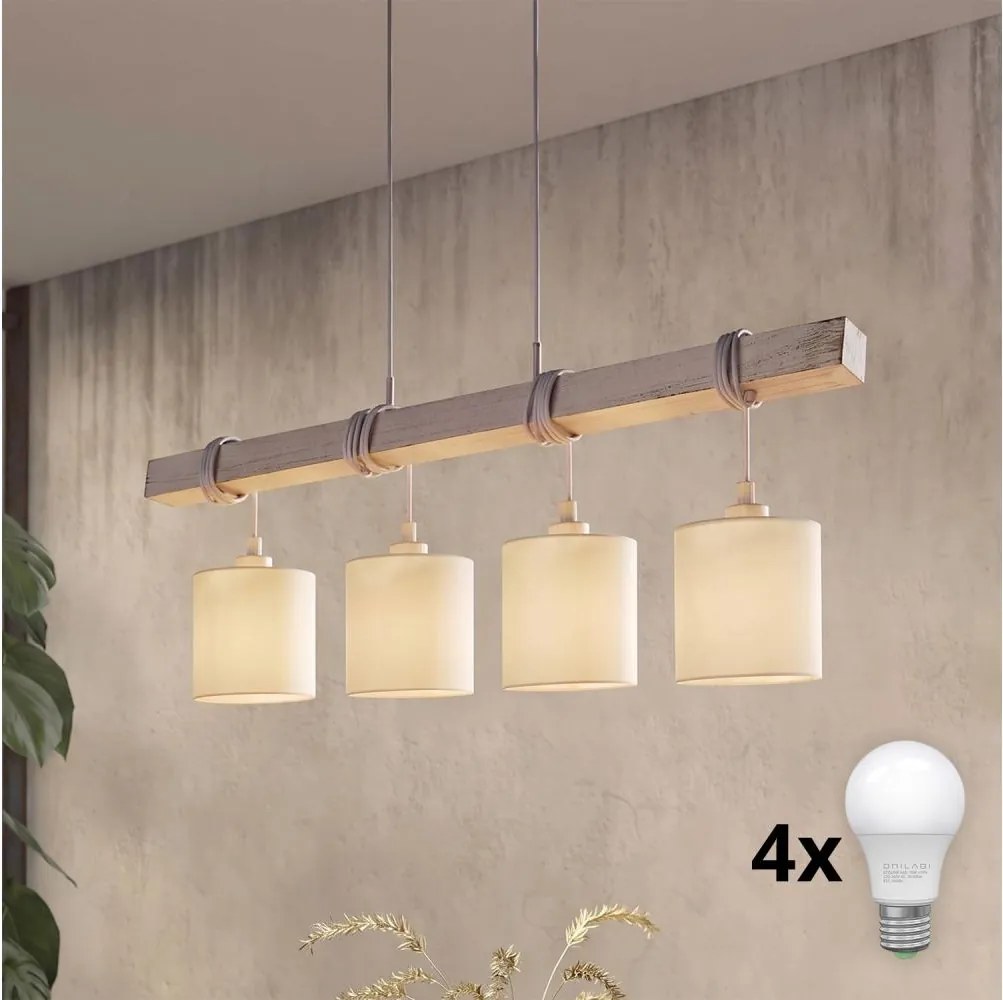 Brilagi - Candelabru LED suspendat pe cablu NUBILA 4xE27/60W/230V gri/crem