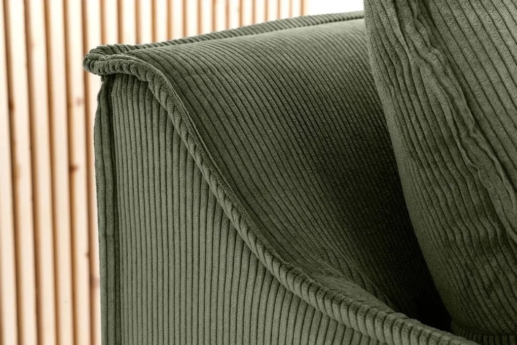 Canapea confortabila Heaven 200cm, catifea raiata verde