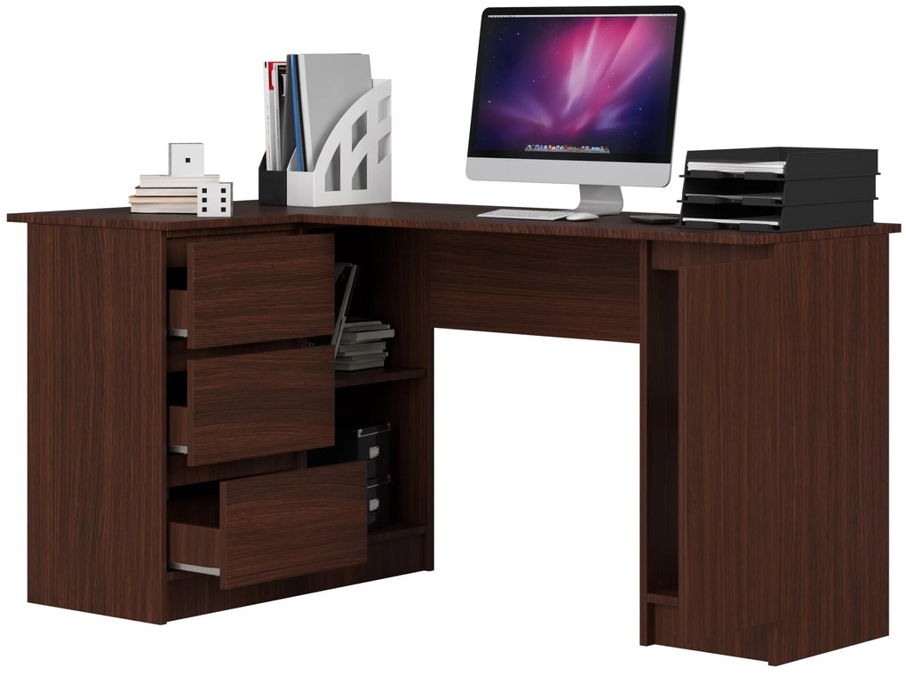 Masă PC de colț Bevin (wenge) (S). 1068961