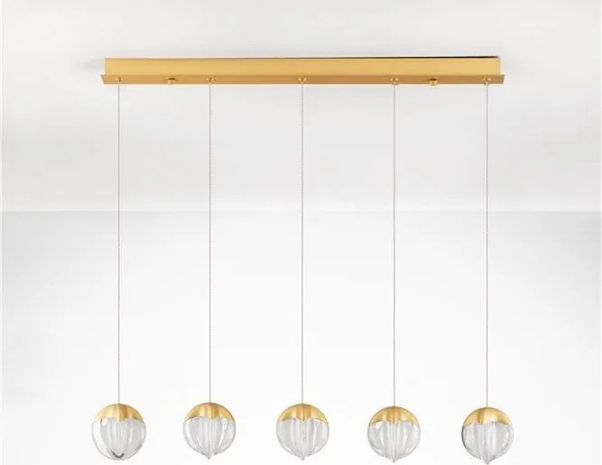Lustra cu 5 pendule LED ALICIA auriu