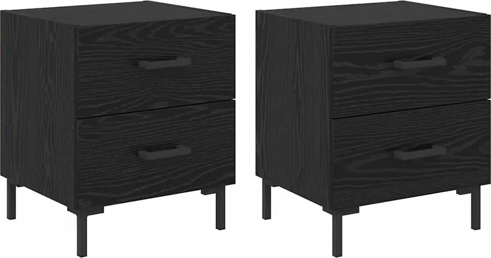 vidaXL Dulap de noapte cu sertar 2 pcs Stejar Negru 40 x 35 x 47,5 cm