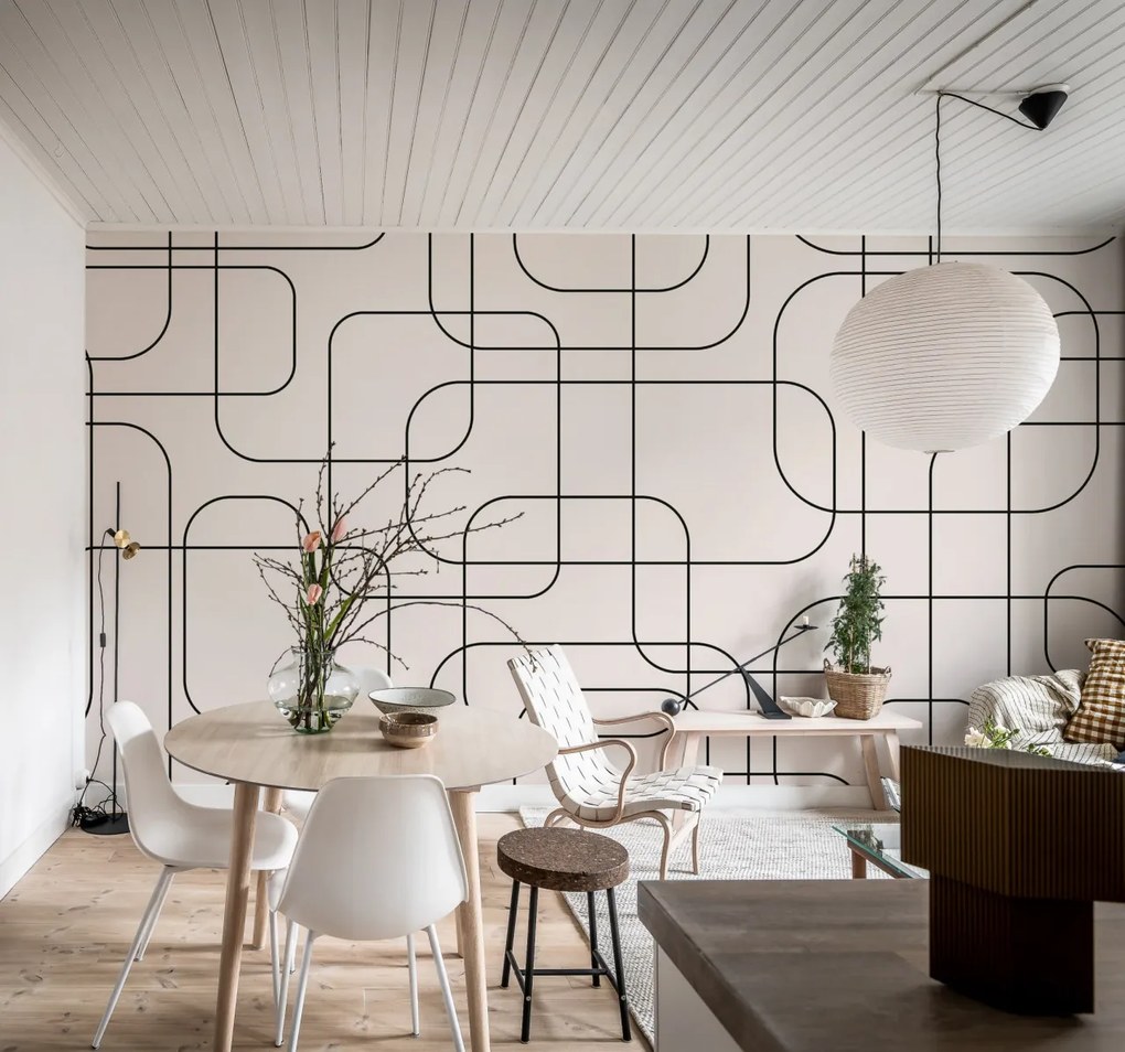 Fototapet, Graphic Lines, Beige, Rebel Walls