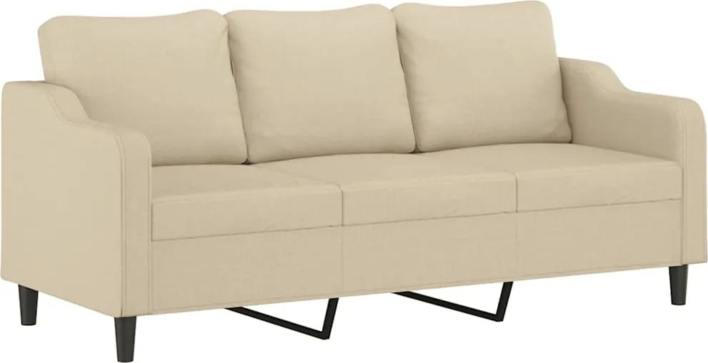 vidaXL Canapea cu 3 locuri, crem, 180 cm, material textil