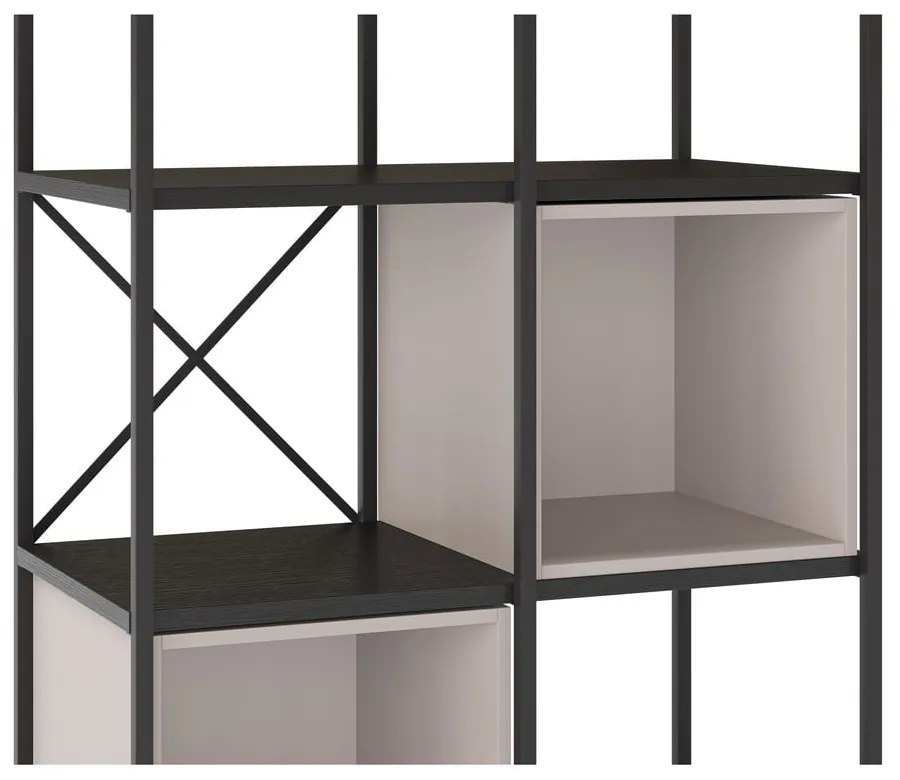 Bibliotecă neagră/crem 71x179 cm Anya – Marckeric