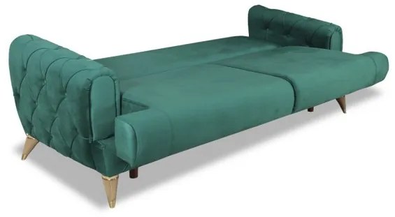 Canapea Extensibila Glamour Cu 3 Locuri, Verde, 220 X 94 X 86 Cm