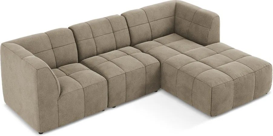 Colțar maro cu tapițerie din catifea (cu colț pe partea dreaptă/cu șezlong) Aloha – Makamii