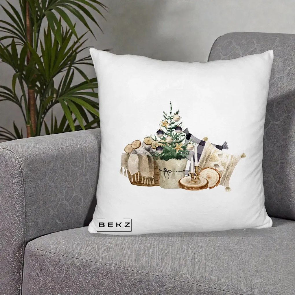 Perna Decorativa Colt Cozy de Craciun Boho, 40x40 cm, Alb Pufos, Husa Detasabila, Perna Inclusa, BEKZ®