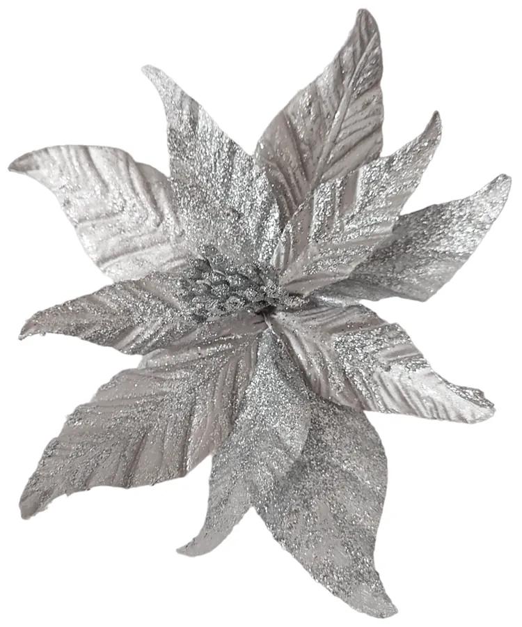 Ornament brad Craciunita Chrissy 25cm, Argintiu