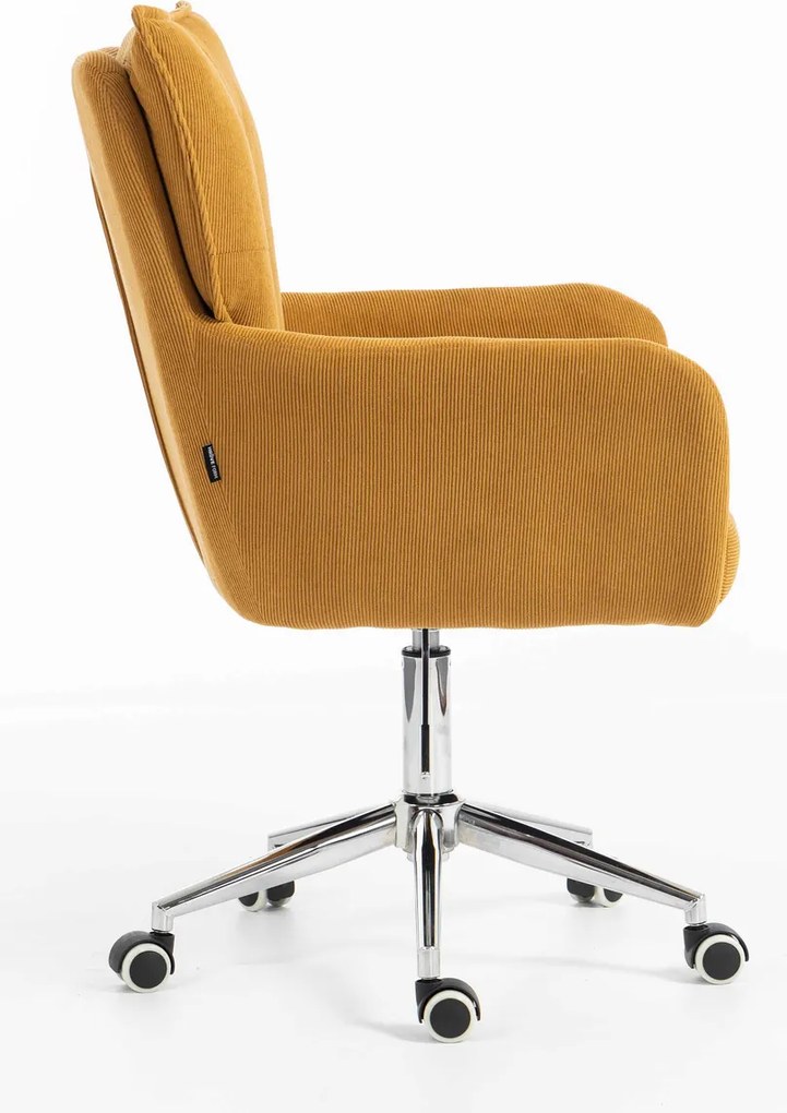HR250K Scaun Catifea Reiată Premium Ruloare Curry Galben Bază Cromata