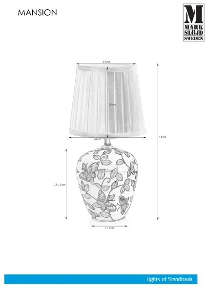 Markslöjd 107039 - Lampă de masă MANSION 1xE14/40W/230V