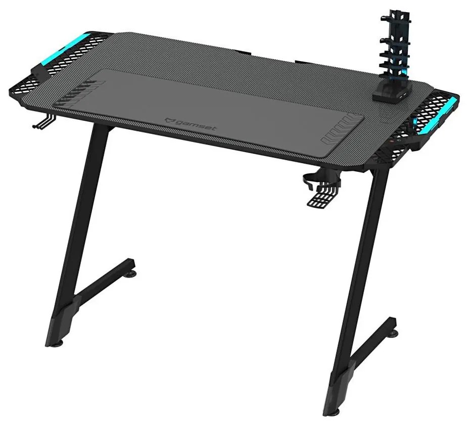 Masă de gaming SNAKE 100x60 cm, iluminare LED RGB, negru
