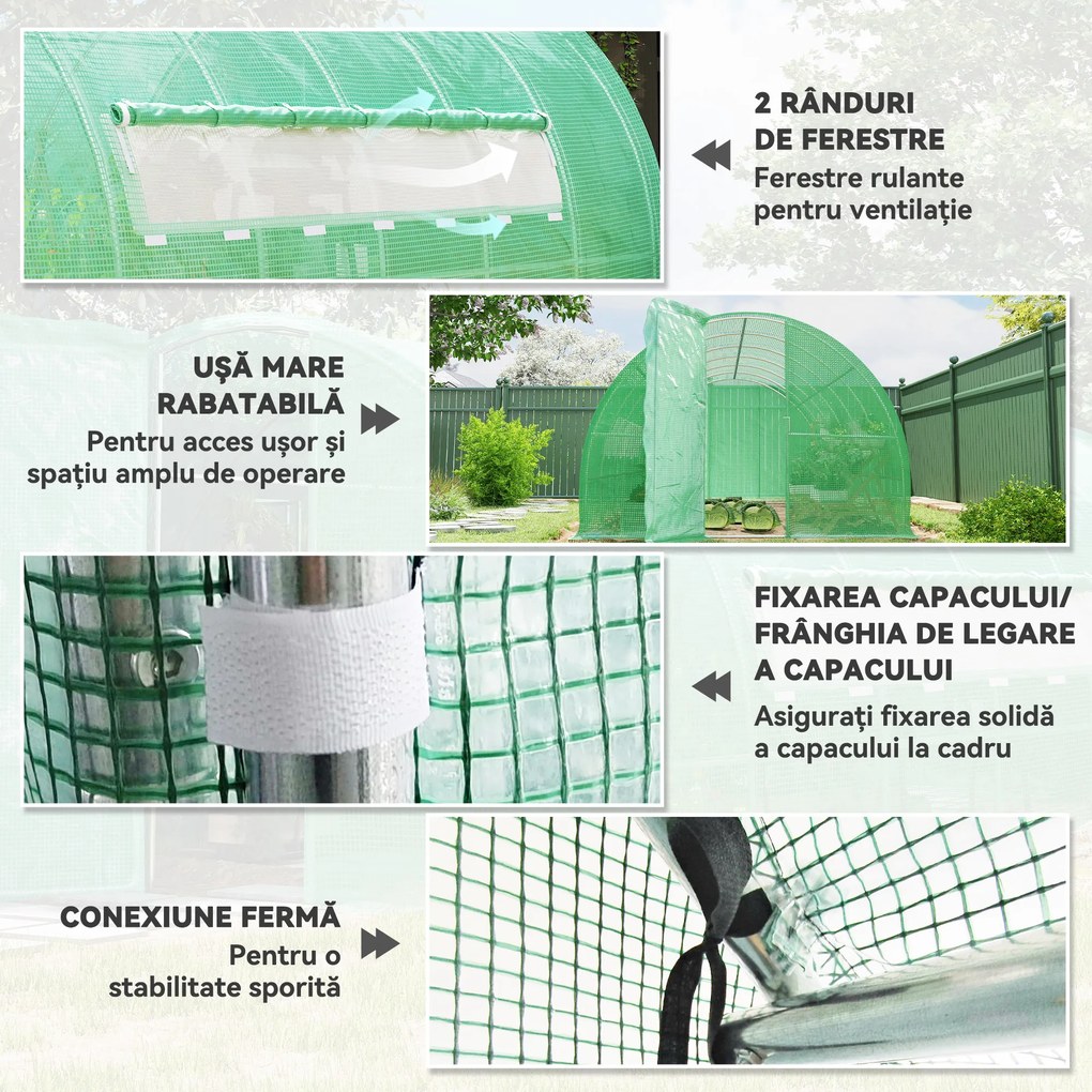 Outsunny Sera de Gradina sera Tunel sera pentru Cultivare Plantelor, legumelor, fructelor din PE | Aosom Romania