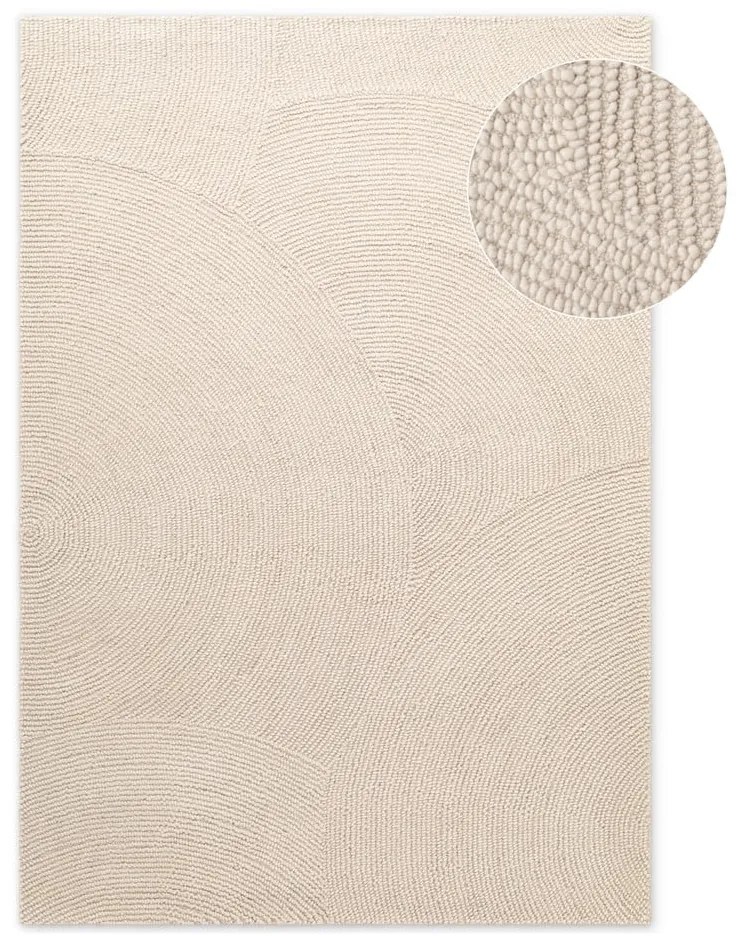 Covor în culoare naturală deschisă, țesut manual, din lână 80x150 cm Eleni Natural White – Hanse Home