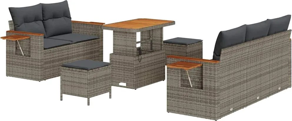 vidaXL Set de canapele pentru grădină cu pernă 8 pcs Gri