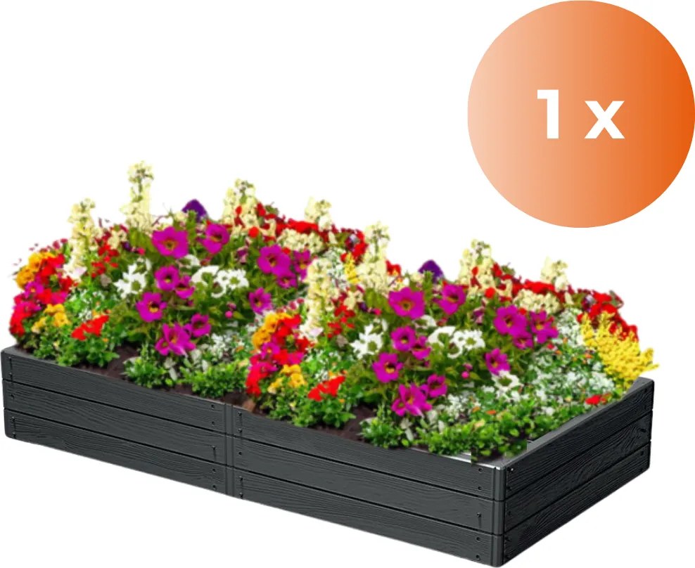 WOODY strat înălțat din plastic pentru grădină 149x75,6x25cm, antracit Prosperplast