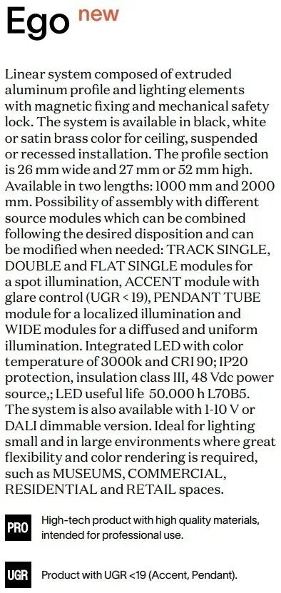 Pendul LED, accesoriu pentru sina magnetica Ego alb 12w 3000k on-off